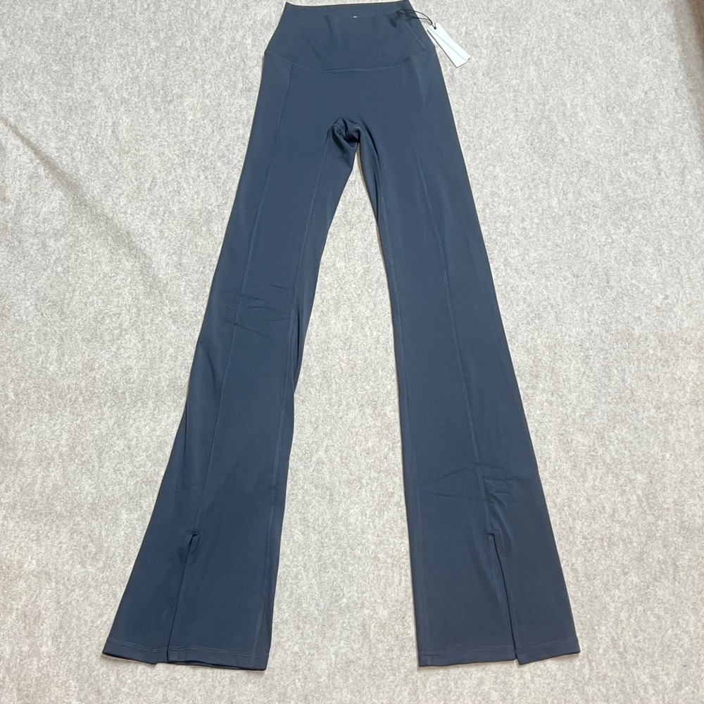 Paragon Reluna Flare Leggings XS Slate Gray High Rise Front Slit Yoga Pants NWT